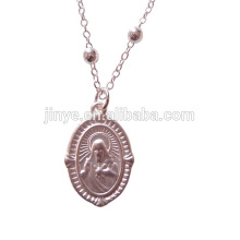 Moda simples Matt Silver Rosary Chain Necklace